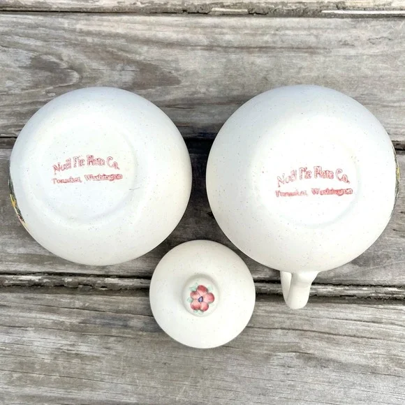 Vintage Rooster Creamer & Sugar Bowl Set Country Farmhouse Noel Pie Plate USA - Picture 4 of 7